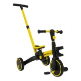 SporTrike Odrážadlo, bicykel Happy Bike 3v1 s Vodiacou tyčou, gumové kolesá, žlté