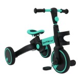 SporTrike Odrážadlo, bicykel Happy Bike 3v1 s Vodiacou tyčou, gumové kolesá, modré
