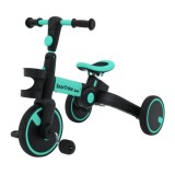 SporTrike Odrážadlo, bicykel Happy Bike 3v1 s Vodiacou tyčou, gumové kolesá, modré