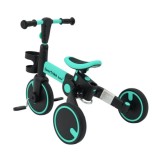 SporTrike Odrážadlo, bicykel Happy Bike 3v1 s Vodiacou tyčou, gumové kolesá, modré
