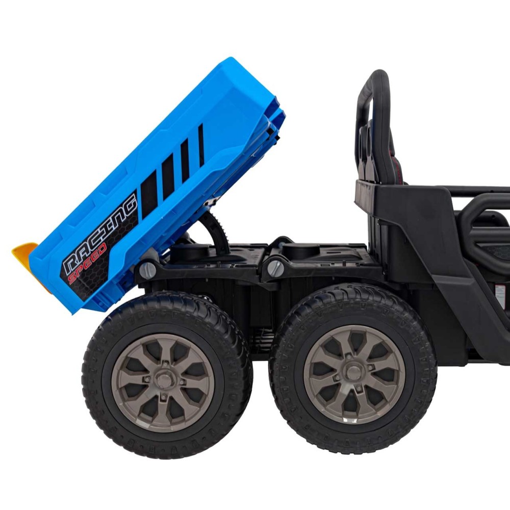 JOKO Elektrické autíčko s Elektricky vyklápacou vlečkou Pick-Up Speed 900, EFEKT Hojdania, kožené sedadlo, 6 kolies, penové kole