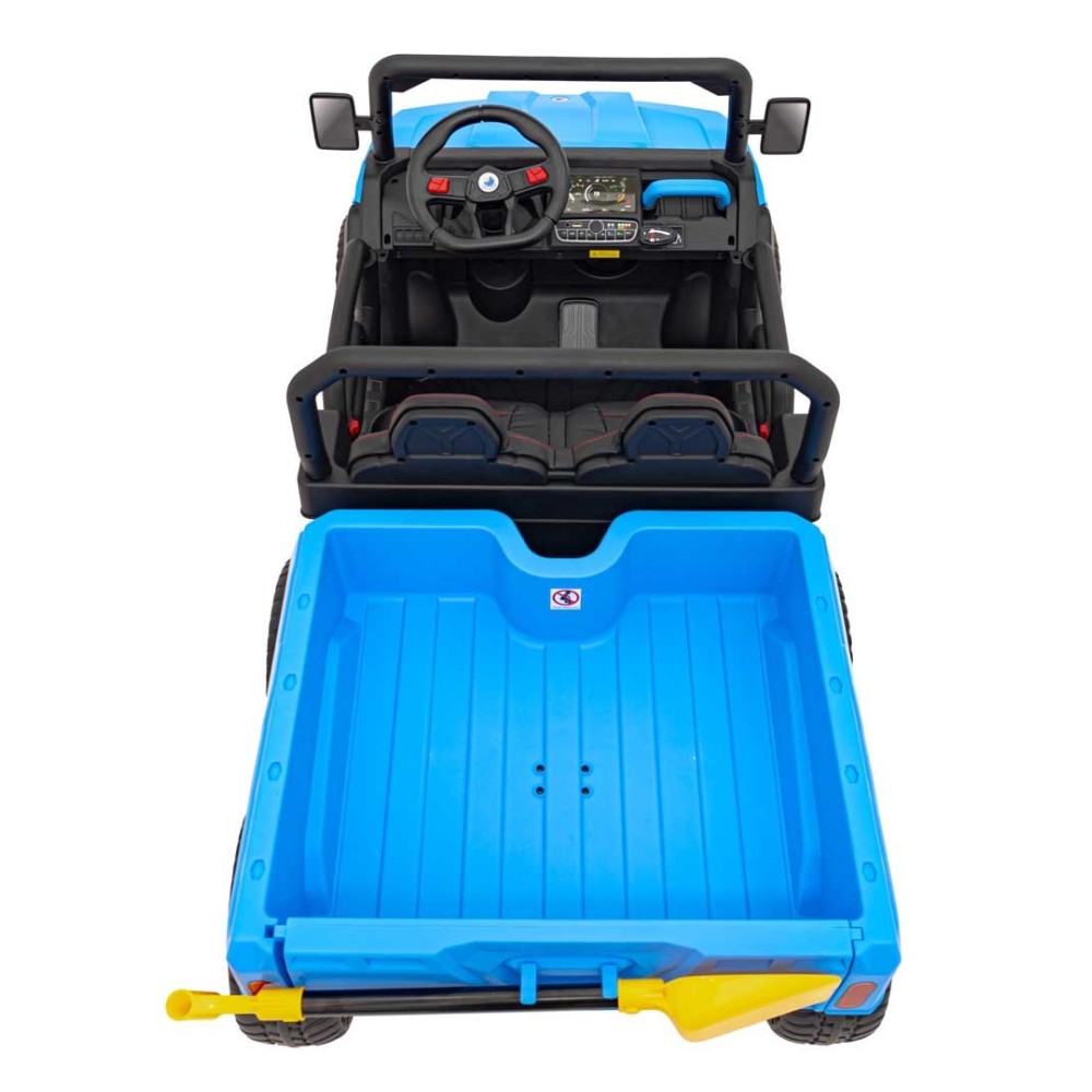 JOKO Elektrické autíčko s Elektricky vyklápacou vlečkou Pick-Up Speed 900, EFEKT Hojdania, kožené sedadlo, 6 kolies, penové kole