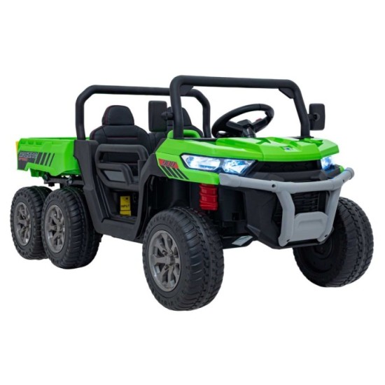 JOKO Elektrické autíčko s Elektricky vyklápacou vlečkou Pick-Up Speed 900, EFEKT Hojdania, kožené sedadlo, 6 kolies, penové kole