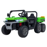JOKO Elektrické autíčko s Elektricky vyklápacou vlečkou Pick-Up Speed 900, EFEKT Hojdania, kožené sedadlo, 6 kolies, penové kole