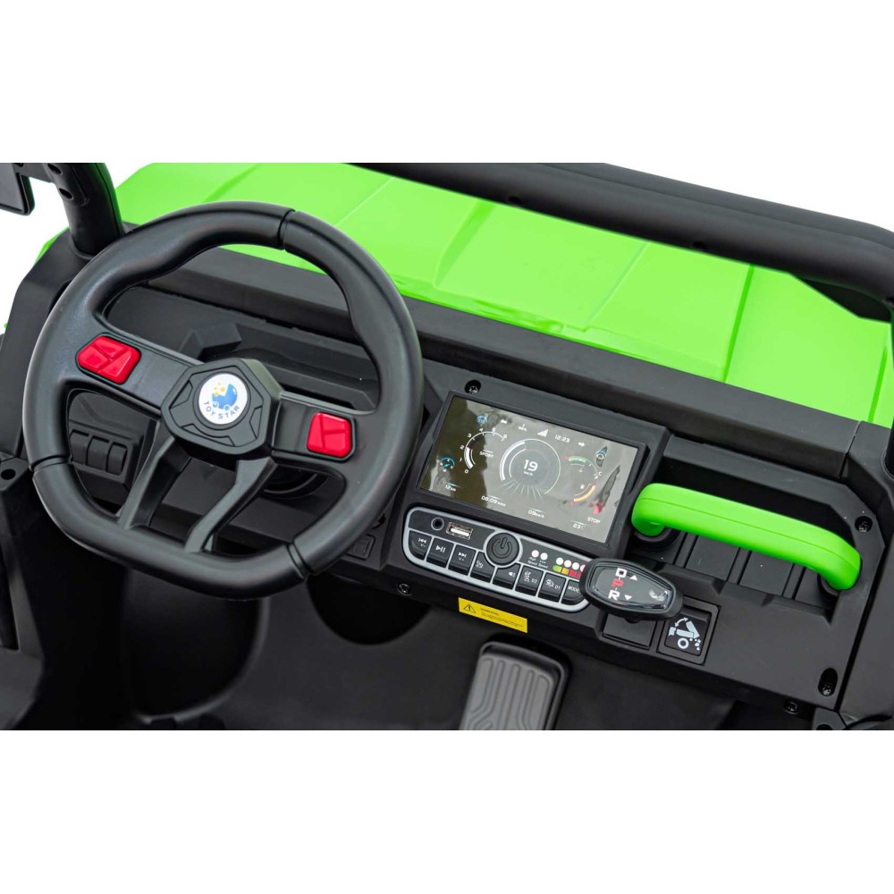 JOKO Elektrické autíčko s Elektricky vyklápacou vlečkou Pick-Up Speed 900, EFEKT Hojdania, kožené sedadlo, 6 kolies, penové kole