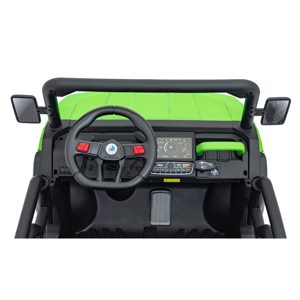 JOKO Elektrické autíčko s Elektricky vyklápacou vlečkou Pick-Up Speed 900, EFEKT Hojdania, kožené sedadlo, 6 kolies, penové kole
