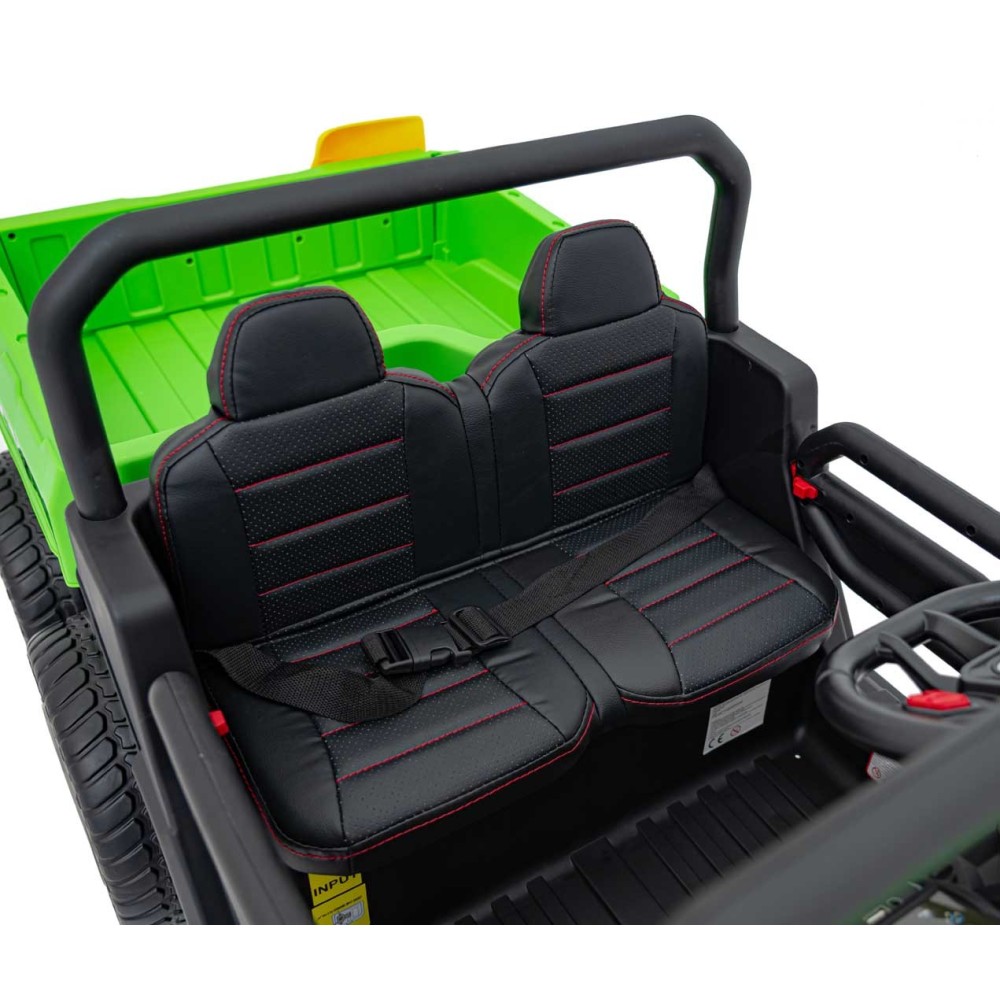 JOKO Elektrické autíčko s Elektricky vyklápacou vlečkou Pick-Up Speed 900, EFEKT Hojdania, kožené sedadlo, 6 kolies, penové kole