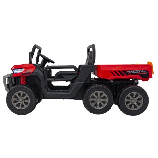 JOKO Elektrické autíčko s Elektricky vyklápacou vlečkou Pick-Up Speed 900, EFEKT Hojdania, kožené sedadlo, 6 kolies, penové kole