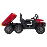 JOKO Elektrické autíčko s Elektricky vyklápacou vlečkou Pick-Up Speed 900, EFEKT Hojdania, kožené sedadlo, 6 kolies, penové kole