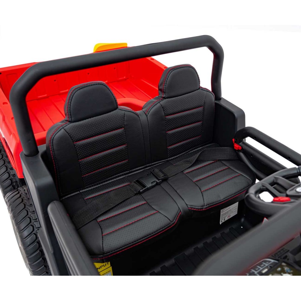 JOKO Elektrické autíčko s Elektricky vyklápacou vlečkou Pick-Up Speed 900, EFEKT Hojdania, kožené sedadlo, 6 kolies, penové kole