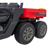 JOKO Elektrické autíčko s Elektricky vyklápacou vlečkou Pick-Up Speed 900, EFEKT Hojdania, kožené sedadlo, 6 kolies, penové kole