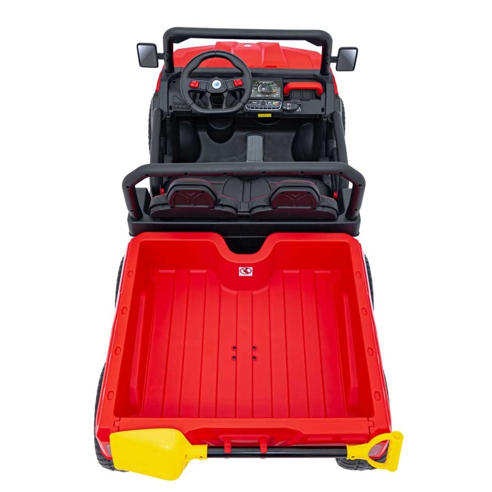 JOKO Elektrické autíčko s Elektricky vyklápacou vlečkou Pick-Up Speed 900, EFEKT Hojdania, kožené sedadlo, 6 kolies, penové kole
