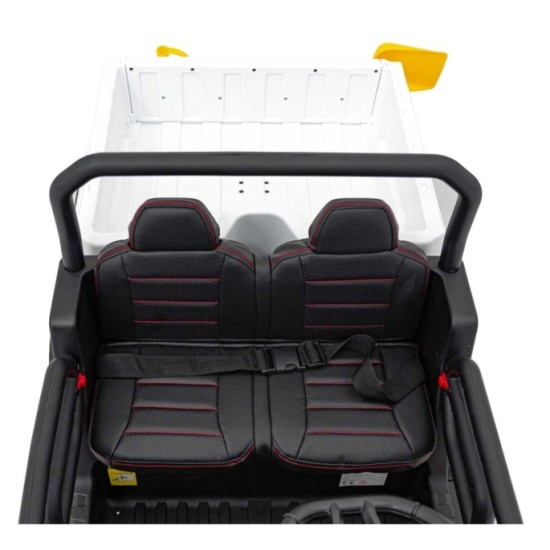 JOKO Elektrické autíčko s Elektricky vyklápacou vlečkou Pick-Up Speed 900, EFEKT Hojdania, kožené sedadlo, 6 kolies, penové kole