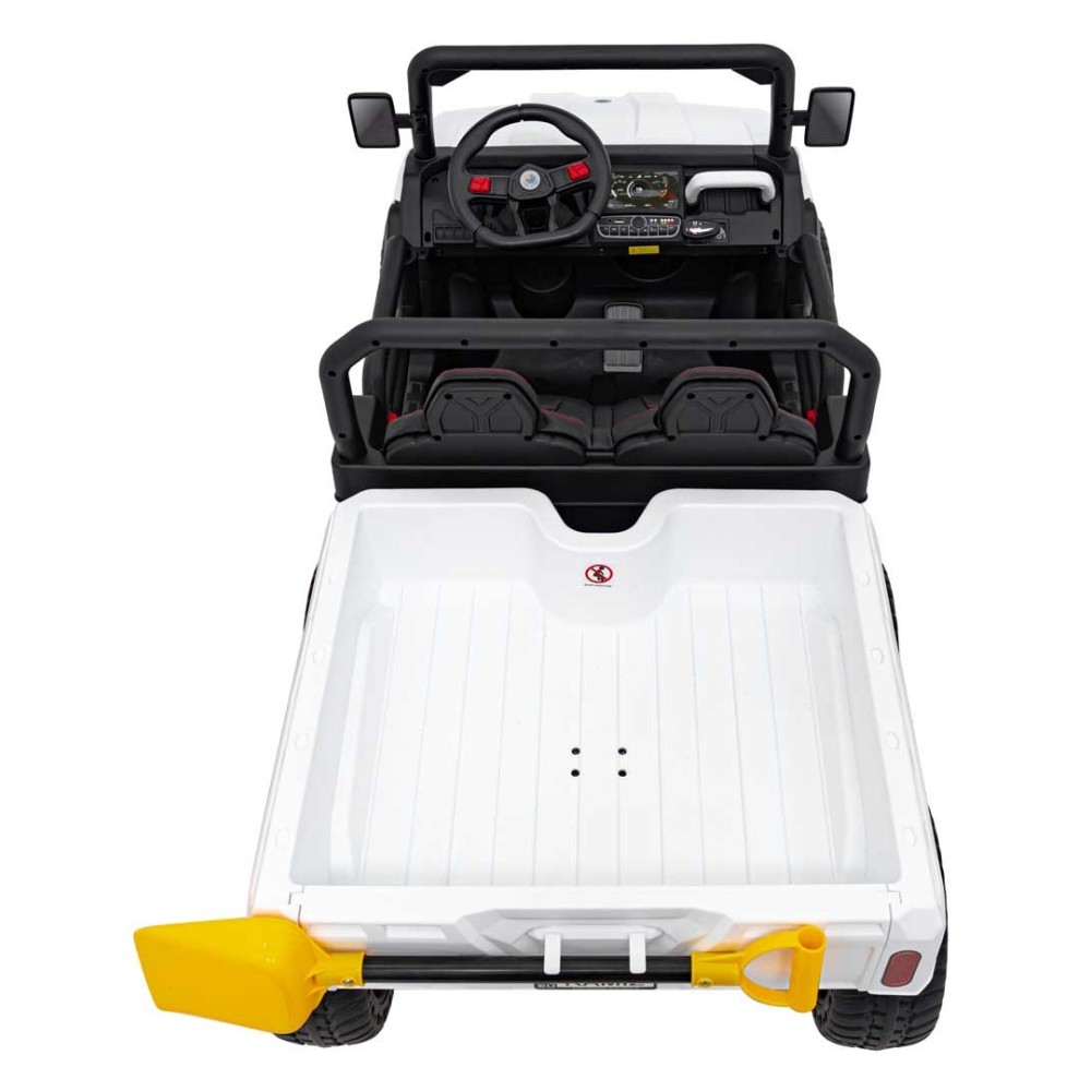 JOKO Elektrické autíčko s Elektricky vyklápacou vlečkou Pick-Up Speed 900, EFEKT Hojdania, kožené sedadlo, 6 kolies, penové kole