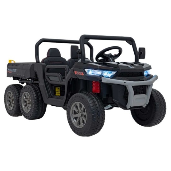 JOKO Elektrické autíčko s Elektricky vyklápacou vlečkou Pick-Up Speed 900, EFEKT Hojdania, kožené sedadlo, 6 kolies, penové kole