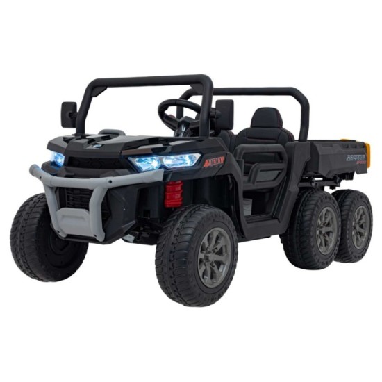 JOKO Elektrické autíčko s Elektricky vyklápacou vlečkou Pick-Up Speed 900, EFEKT Hojdania, kožené sedadlo, 6 kolies, penové kole