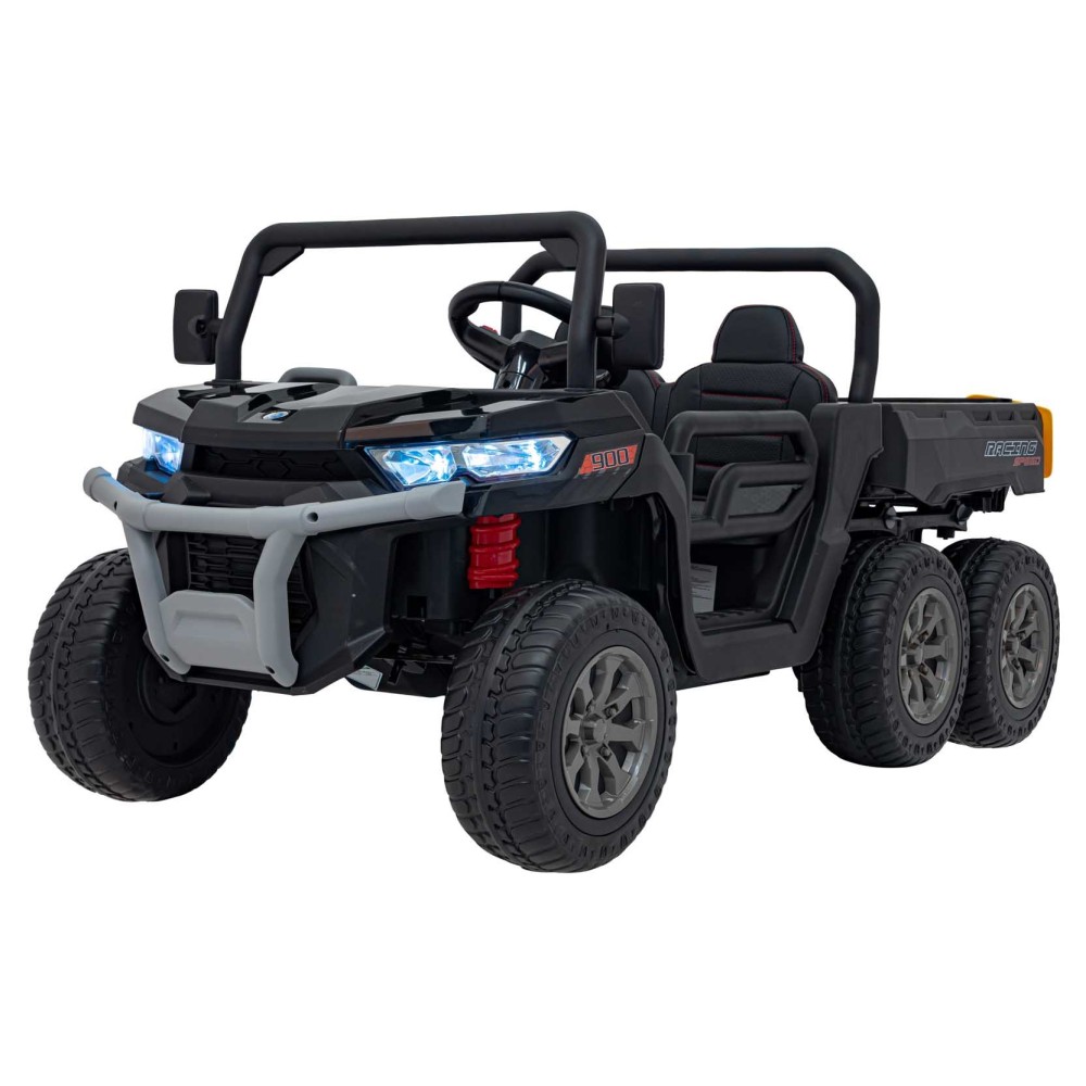 JOKO Elektrické autíčko s Elektricky vyklápacou vlečkou Pick-Up Speed 900, EFEKT Hojdania, kožené sedadlo, 6 kolies, penové kole