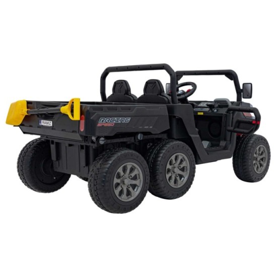JOKO Elektrické autíčko s Elektricky vyklápacou vlečkou Pick-Up Speed 900, EFEKT Hojdania, kožené sedadlo, 6 kolies, penové kole