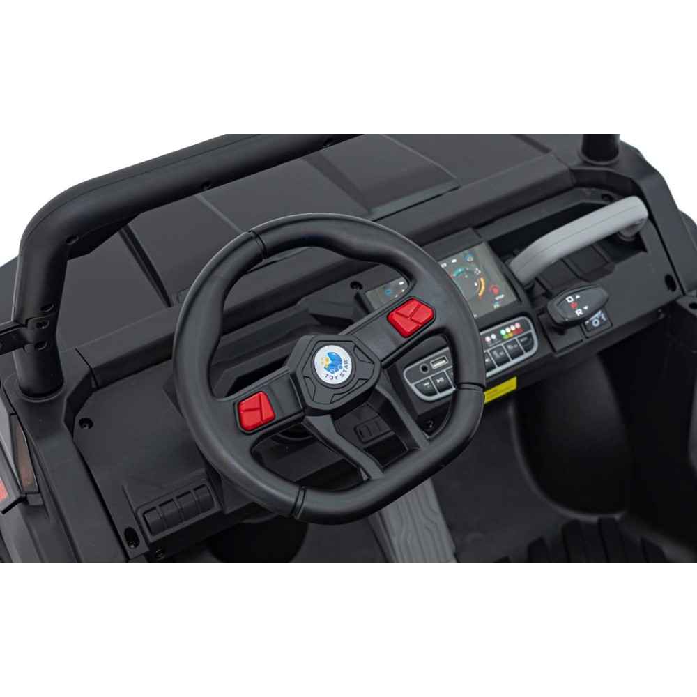 JOKO Elektrické autíčko s Elektricky vyklápacou vlečkou Pick-Up Speed 900, EFEKT Hojdania, kožené sedadlo, 6 kolies, penové kole