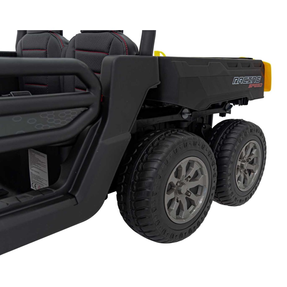 JOKO Elektrické autíčko s Elektricky vyklápacou vlečkou Pick-Up Speed 900, EFEKT Hojdania, kožené sedadlo, 6 kolies, penové kole