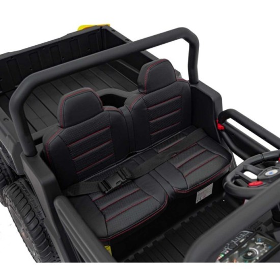 JOKO Elektrické autíčko s Elektricky vyklápacou vlečkou Pick-Up Speed 900, EFEKT Hojdania, kožené sedadlo, 6 kolies, penové kole