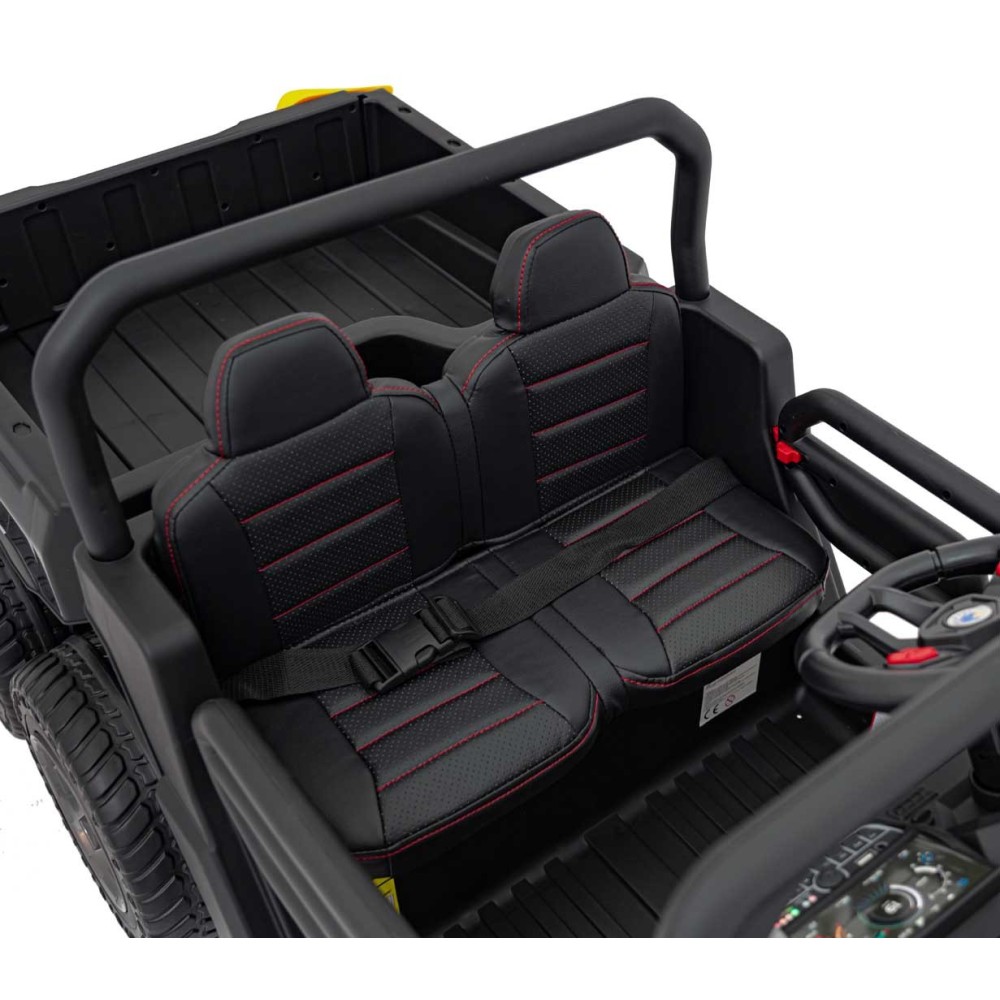 JOKO Elektrické autíčko s Elektricky vyklápacou vlečkou Pick-Up Speed 900, EFEKT Hojdania, kožené sedadlo, 6 kolies, penové kole
