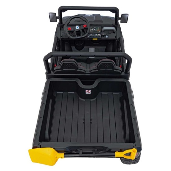 JOKO Elektrické autíčko s Elektricky vyklápacou vlečkou Pick-Up Speed 900, EFEKT Hojdania, kožené sedadlo, 6 kolies, penové kole