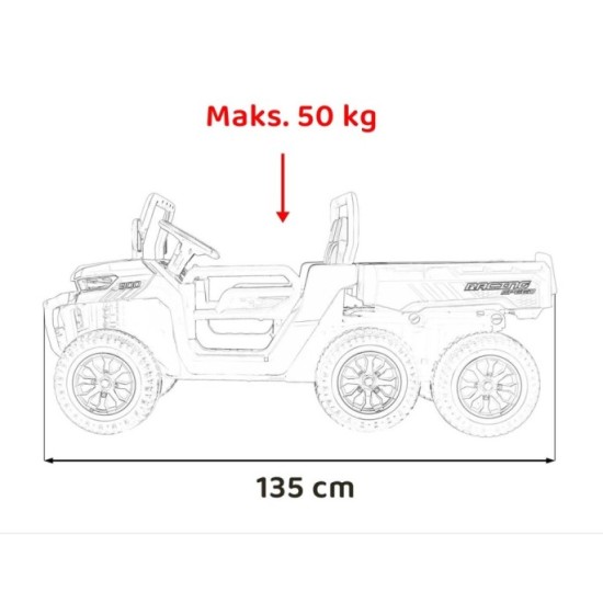 JOKO Elektrické autíčko s Elektricky vyklápacou vlečkou Pick-Up Speed 900, EFEKT Hojdania, kožené sedadlo, 6 kolies, penové kole