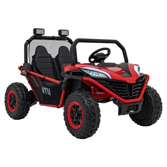 JOKO Elektrické autíčko Buggy FASTER 2x150W, DVOJMIESTNE kožené sedadlo, nosnosť 60kg, penové kolesá, FM rádio, červené