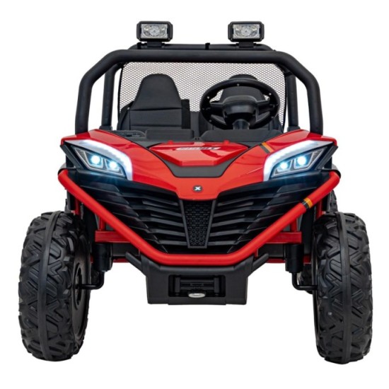 JOKO Elektrické autíčko Buggy FASTER 2x150W, DVOJMIESTNE kožené sedadlo, nosnosť 60kg, penové kolesá, FM rádio, červené