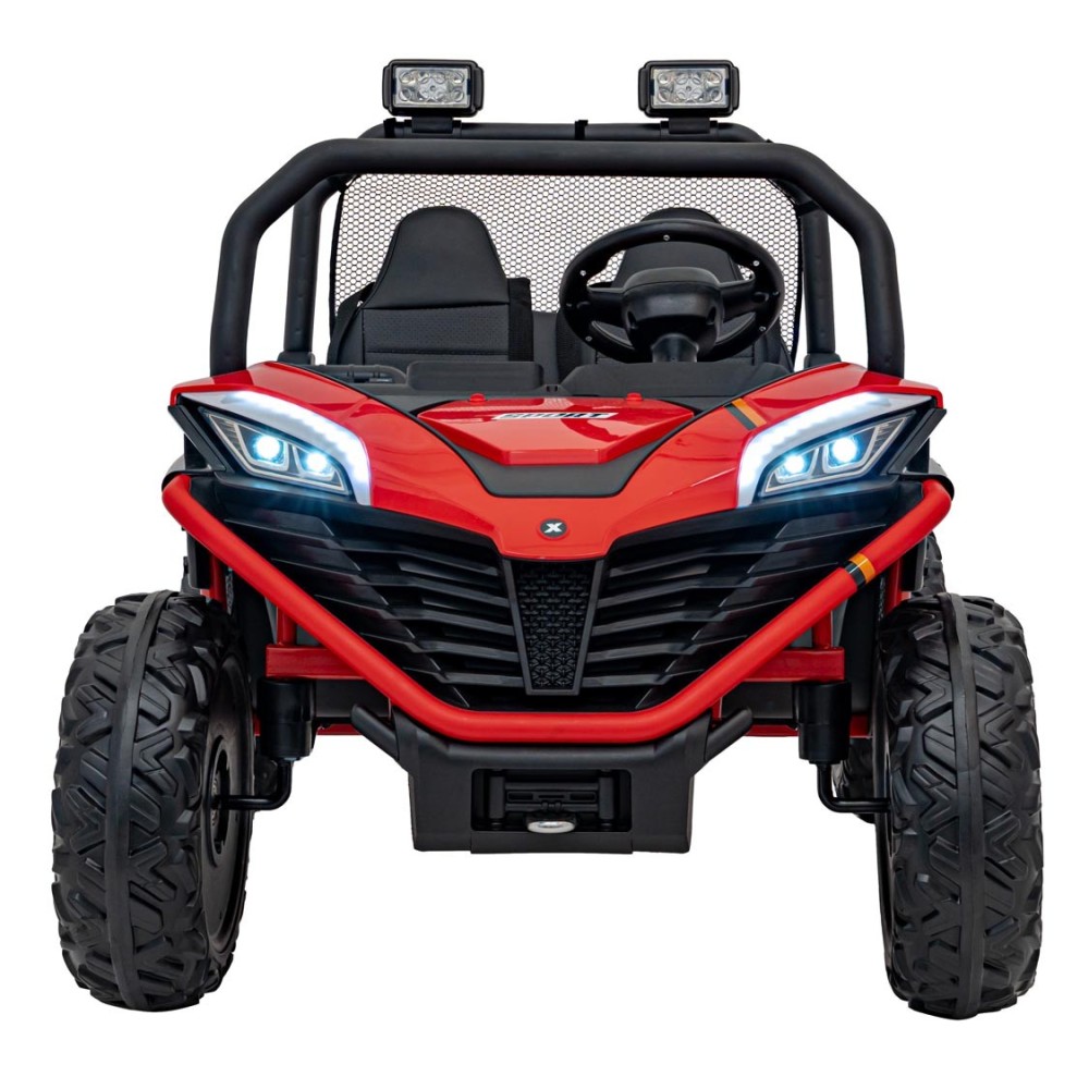 JOKO Elektrické autíčko Buggy FASTER 2x150W, DVOJMIESTNE kožené sedadlo, nosnosť 60kg, penové kolesá, FM rádio, červené
