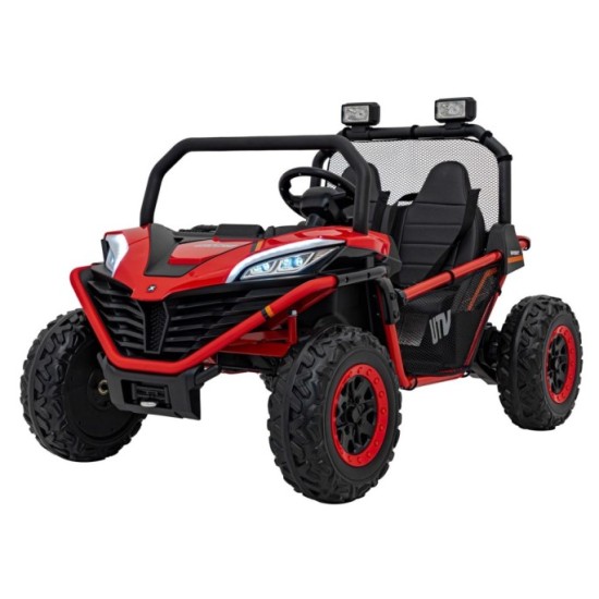 JOKO Elektrické autíčko Buggy FASTER 2x150W, DVOJMIESTNE kožené sedadlo, nosnosť 60kg, penové kolesá, FM rádio, červené