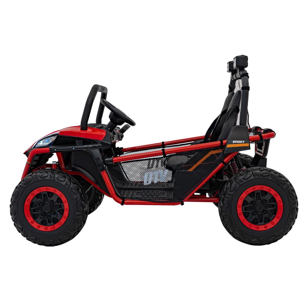 JOKO Elektrické autíčko Buggy FASTER 2x150W, DVOJMIESTNE kožené sedadlo, nosnosť 60kg, penové kolesá, FM rádio, červené