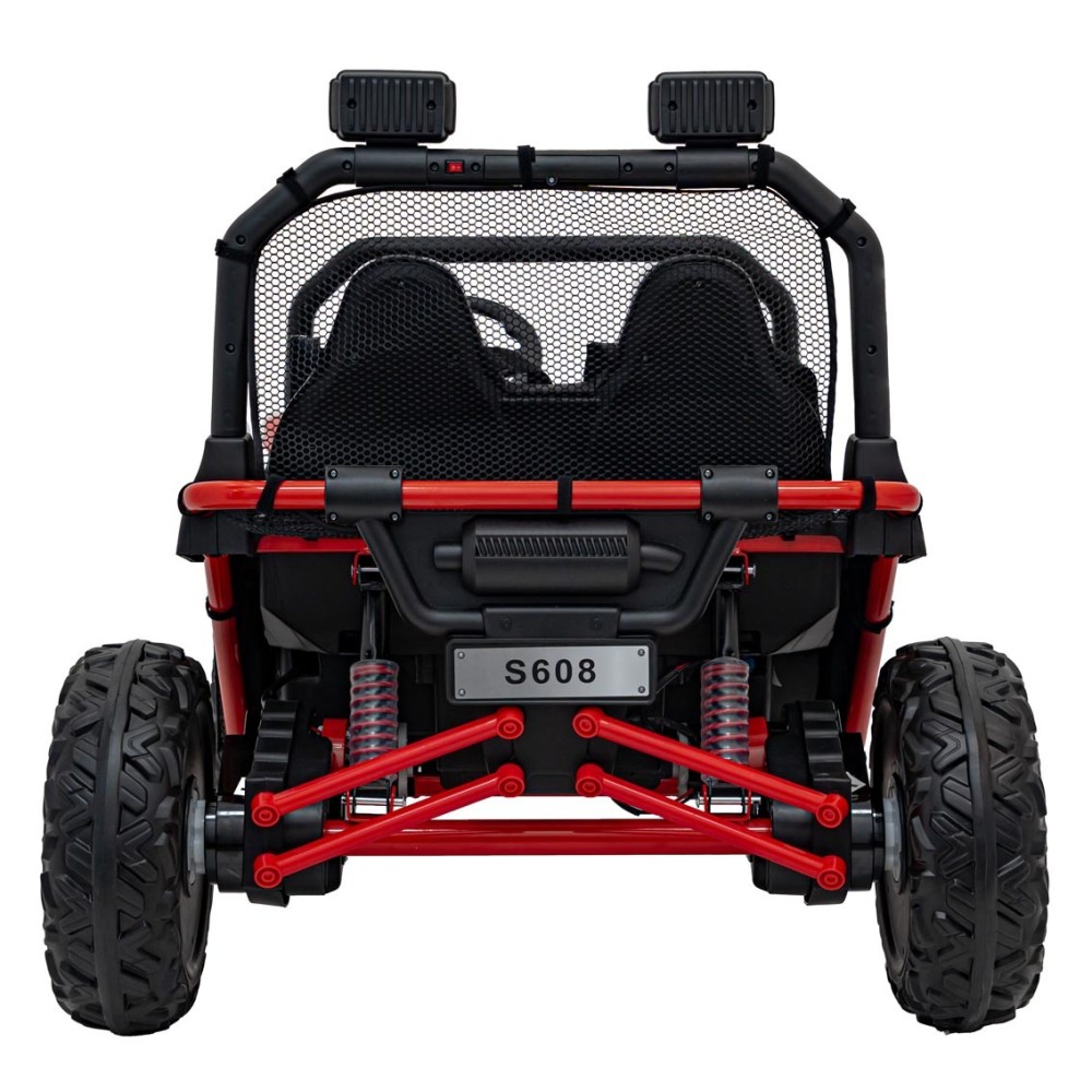 JOKO Elektrické autíčko Buggy FASTER 2x150W, DVOJMIESTNE kožené sedadlo, nosnosť 60kg, penové kolesá, FM rádio, červené