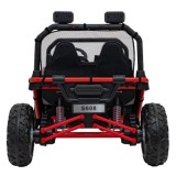 JOKO Elektrické autíčko Buggy FASTER 2x150W, DVOJMIESTNE kožené sedadlo, nosnosť 60kg, penové kolesá, FM rádio, červené