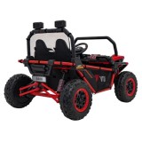 JOKO Elektrické autíčko Buggy FASTER 2x150W, DVOJMIESTNE kožené sedadlo, nosnosť 60kg, penové kolesá, FM rádio, červené