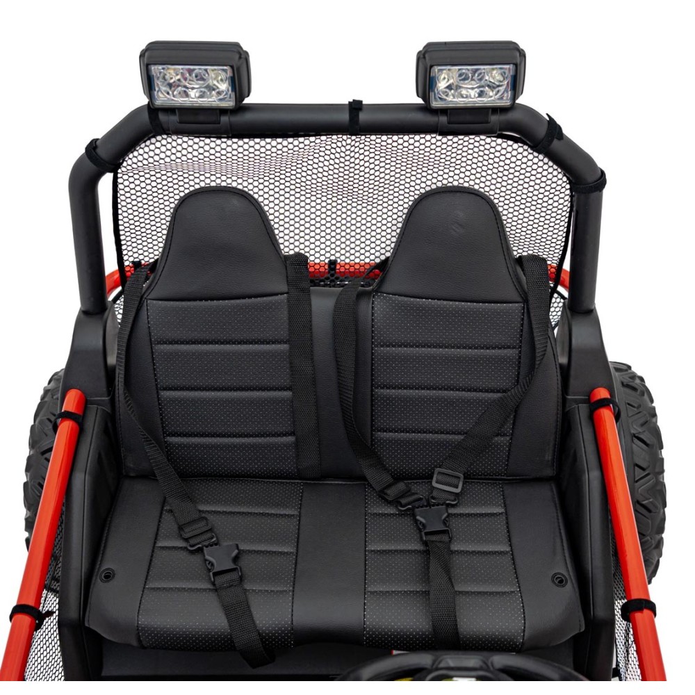 JOKO Elektrické autíčko Buggy FASTER 2x150W, DVOJMIESTNE kožené sedadlo, nosnosť 60kg, penové kolesá, FM rádio, červené