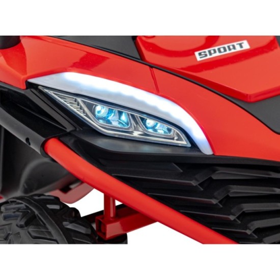 JOKO Elektrické autíčko Buggy FASTER 2x150W, DVOJMIESTNE kožené sedadlo, nosnosť 60kg, penové kolesá, FM rádio, červené