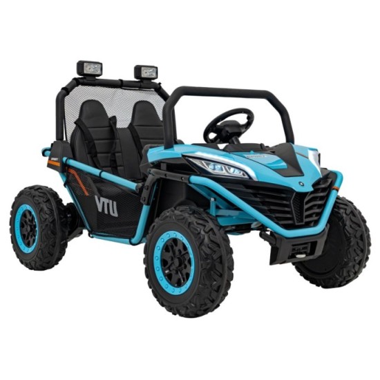 JOKO Elektrické autíčko Buggy FASTER 2x150W, DVOJMIESTNE kožené sedadlo, nosnosť 60kg, penové kolesá, FM rádio, modré