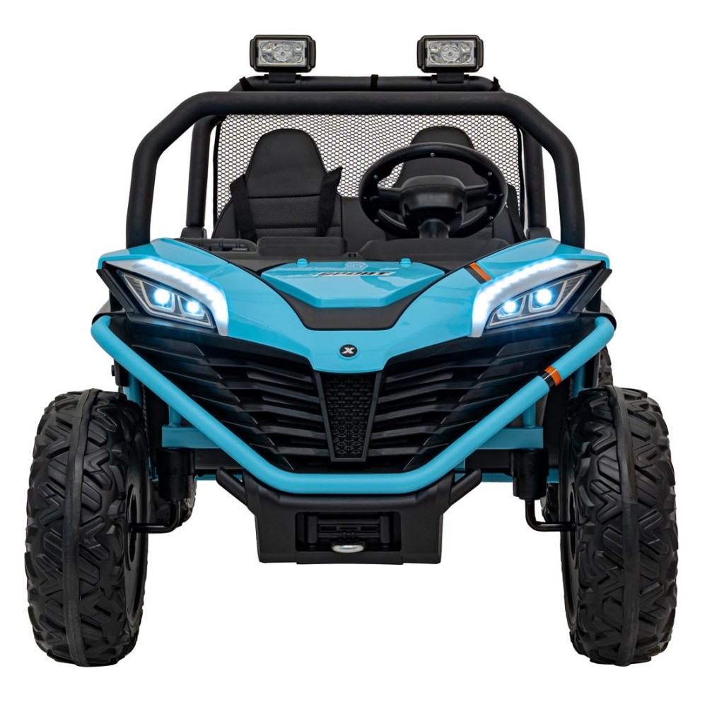 JOKO Elektrické autíčko Buggy FASTER 2x150W, DVOJMIESTNE kožené sedadlo, nosnosť 60kg, penové kolesá, FM rádio, modré