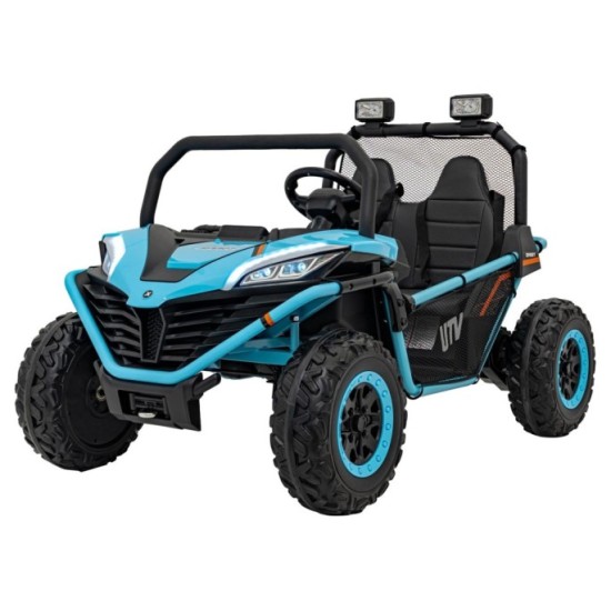 JOKO Elektrické autíčko Buggy FASTER 2x150W, DVOJMIESTNE kožené sedadlo, nosnosť 60kg, penové kolesá, FM rádio, modré
