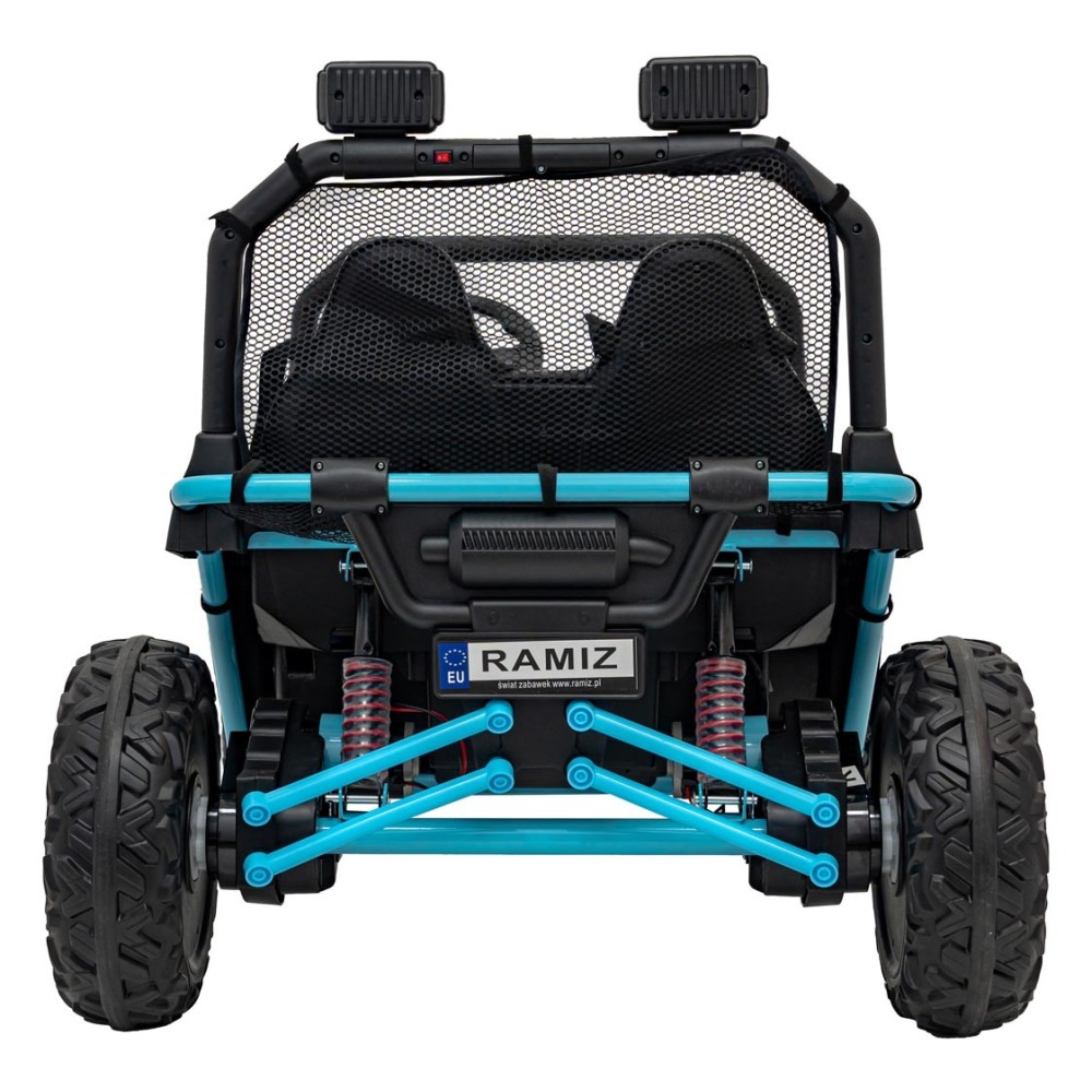 JOKO Elektrické autíčko Buggy FASTER 2x150W, DVOJMIESTNE kožené sedadlo, nosnosť 60kg, penové kolesá, FM rádio, modré