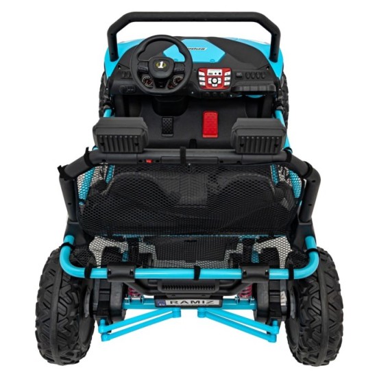 JOKO Elektrické autíčko Buggy FASTER 2x150W, DVOJMIESTNE kožené sedadlo, nosnosť 60kg, penové kolesá, FM rádio, modré