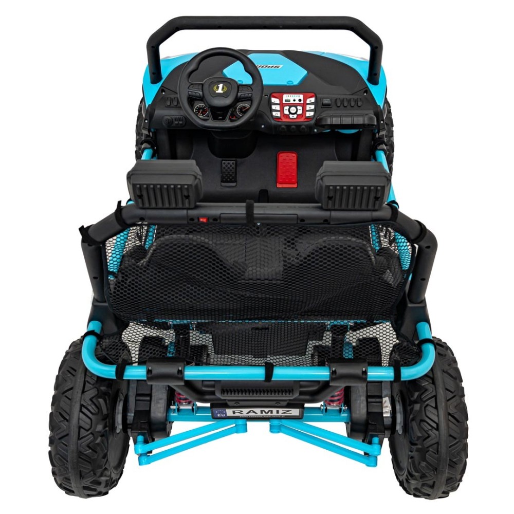 JOKO Elektrické autíčko Buggy FASTER 2x150W, DVOJMIESTNE kožené sedadlo, nosnosť 60kg, penové kolesá, FM rádio, modré