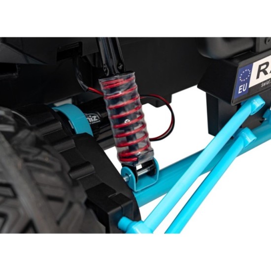 JOKO Elektrické autíčko Buggy FASTER 2x150W, DVOJMIESTNE kožené sedadlo, nosnosť 60kg, penové kolesá, FM rádio, modré