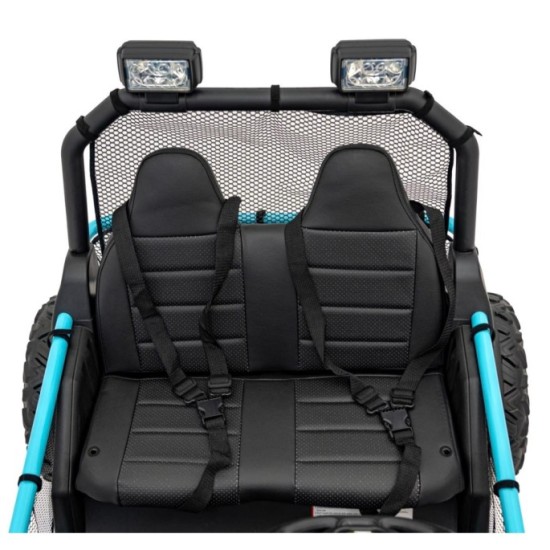 JOKO Elektrické autíčko Buggy FASTER 2x150W, DVOJMIESTNE kožené sedadlo, nosnosť 60kg, penové kolesá, FM rádio, modré