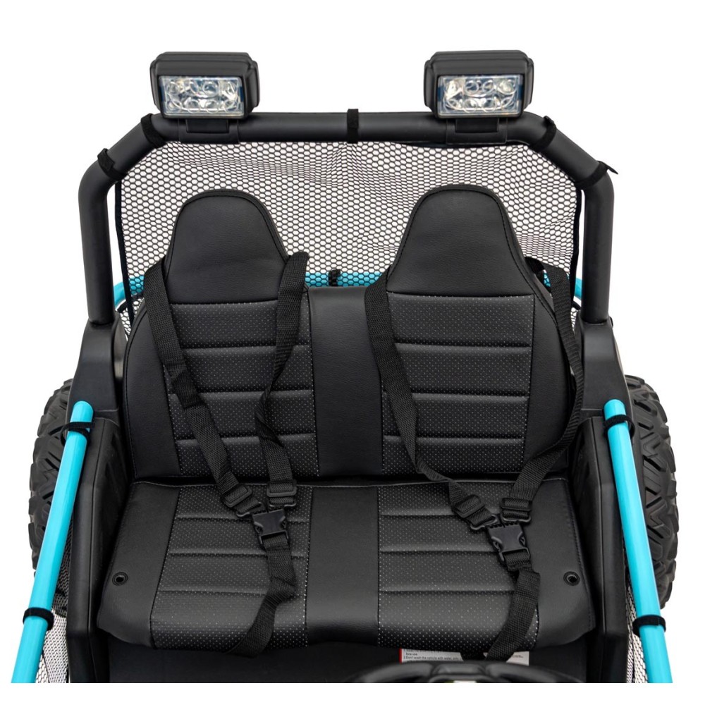 JOKO Elektrické autíčko Buggy FASTER 2x150W, DVOJMIESTNE kožené sedadlo, nosnosť 60kg, penové kolesá, FM rádio, modré