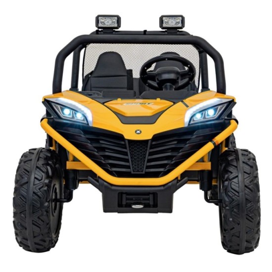 JOKO Elektrické autíčko Buggy FASTER 2x150W, DVOJMIESTNE kožené sedadlo, nosnosť 60kg, penové kolesá, FM rádio, žlté