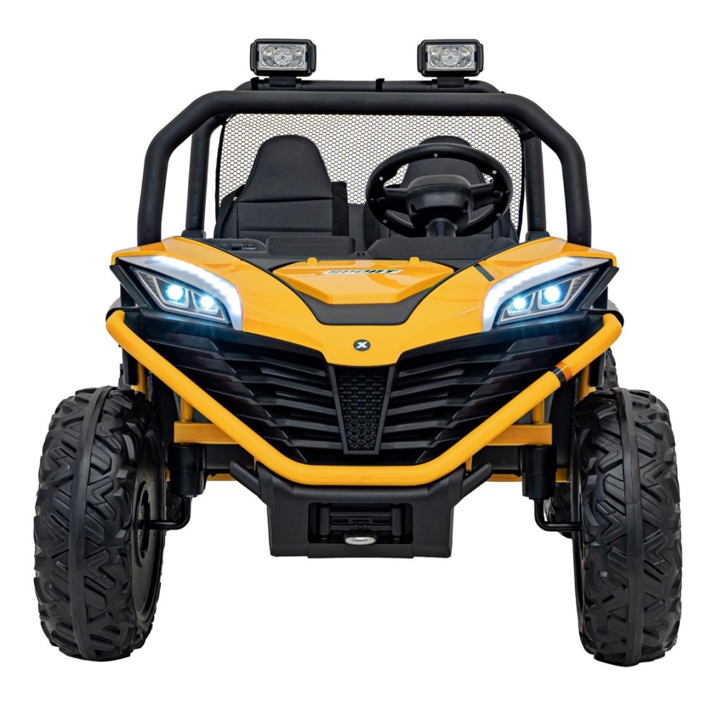 JOKO Elektrické autíčko Buggy FASTER 2x150W, DVOJMIESTNE kožené sedadlo, nosnosť 60kg, penové kolesá, FM rádio, žlté