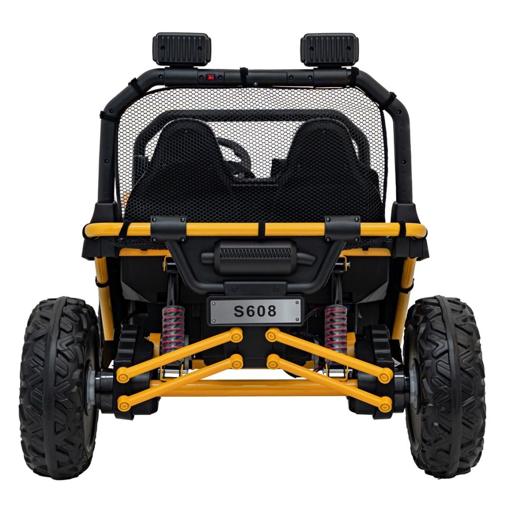JOKO Elektrické autíčko Buggy FASTER 2x150W, DVOJMIESTNE kožené sedadlo, nosnosť 60kg, penové kolesá, FM rádio, žlté